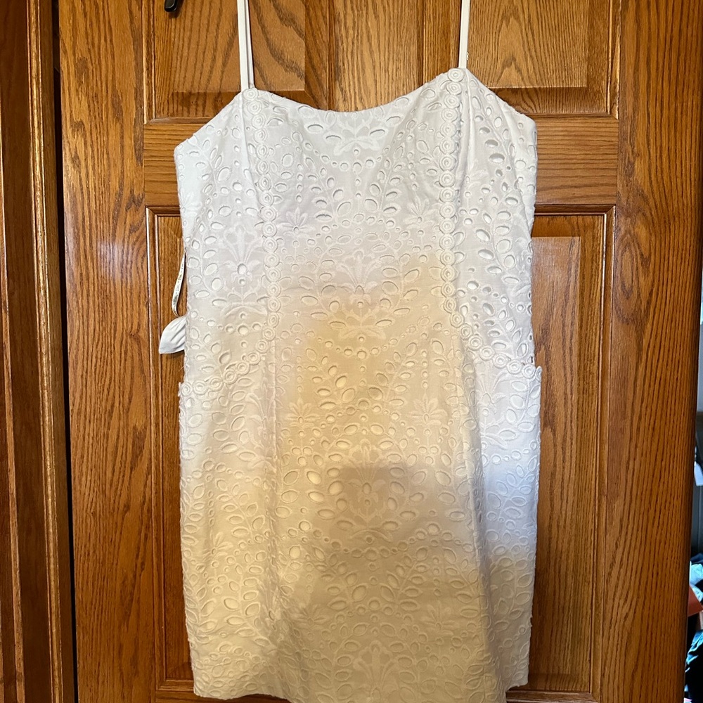 White Lilly Pulitzer Spaghetti strap/ back tie/ zipper Dress